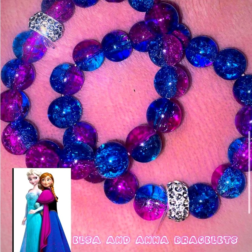 cute ELSA and Anna inspired beaded bracelets very well quality